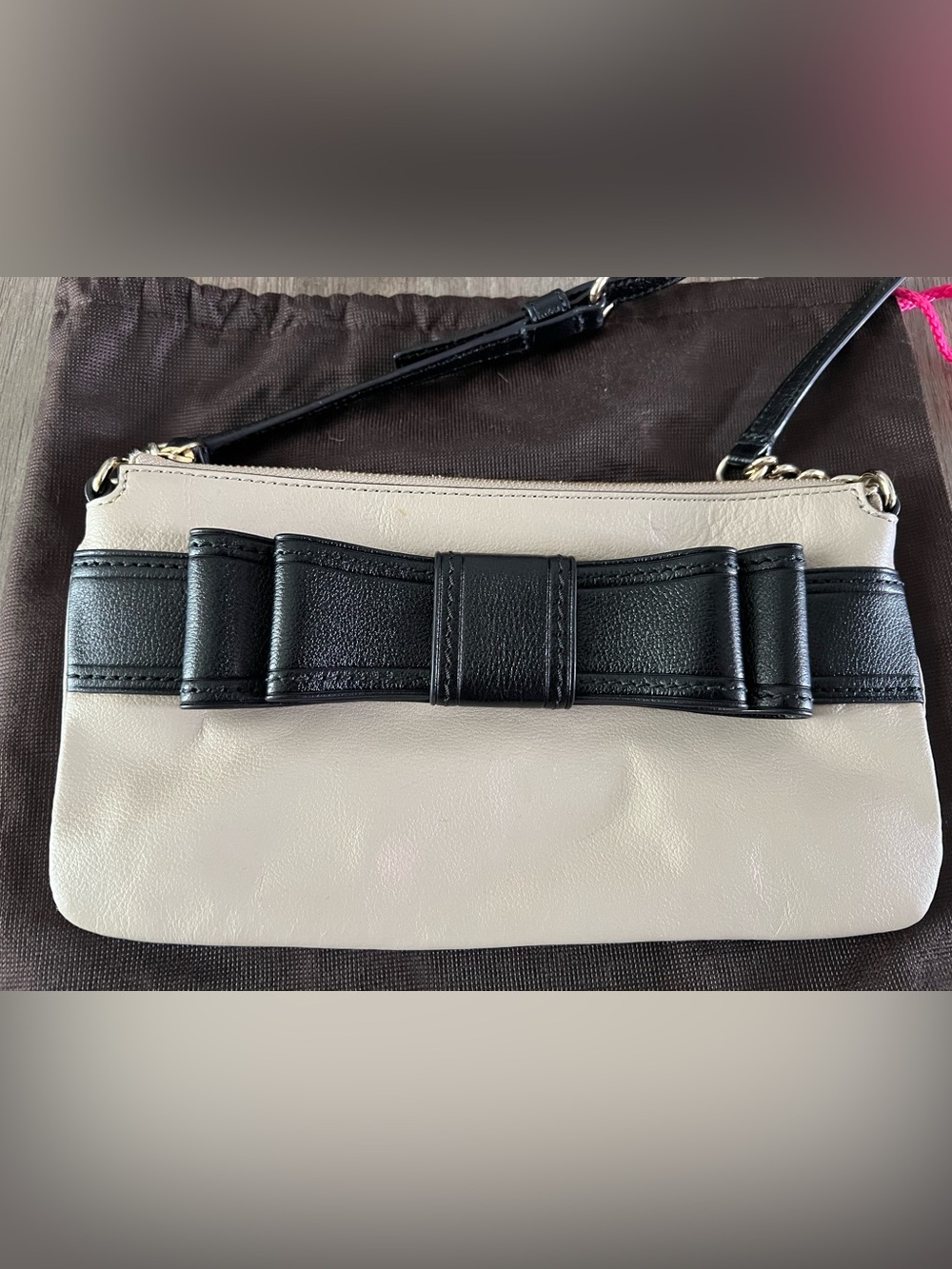 Kate Spade Cream Crossbody Bag with Black Bow